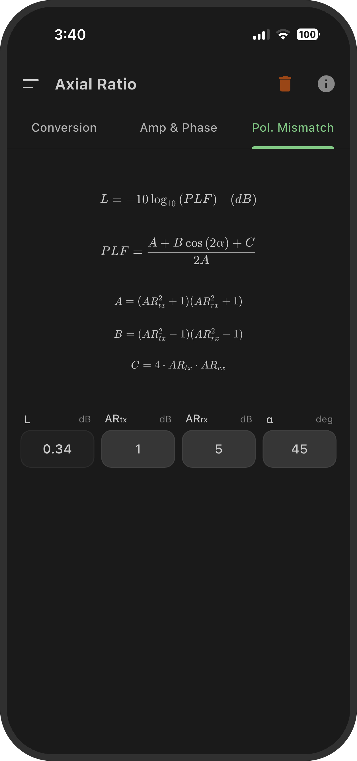Axial Ratio Calculation