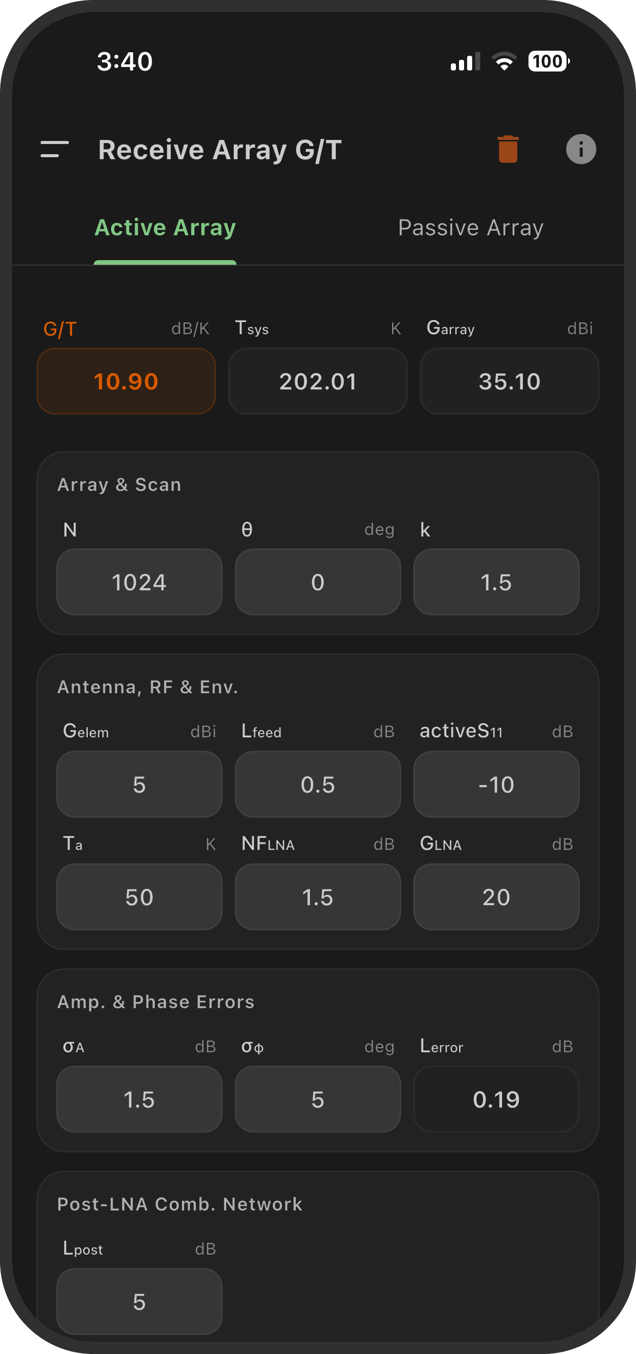 Receive Array G/T